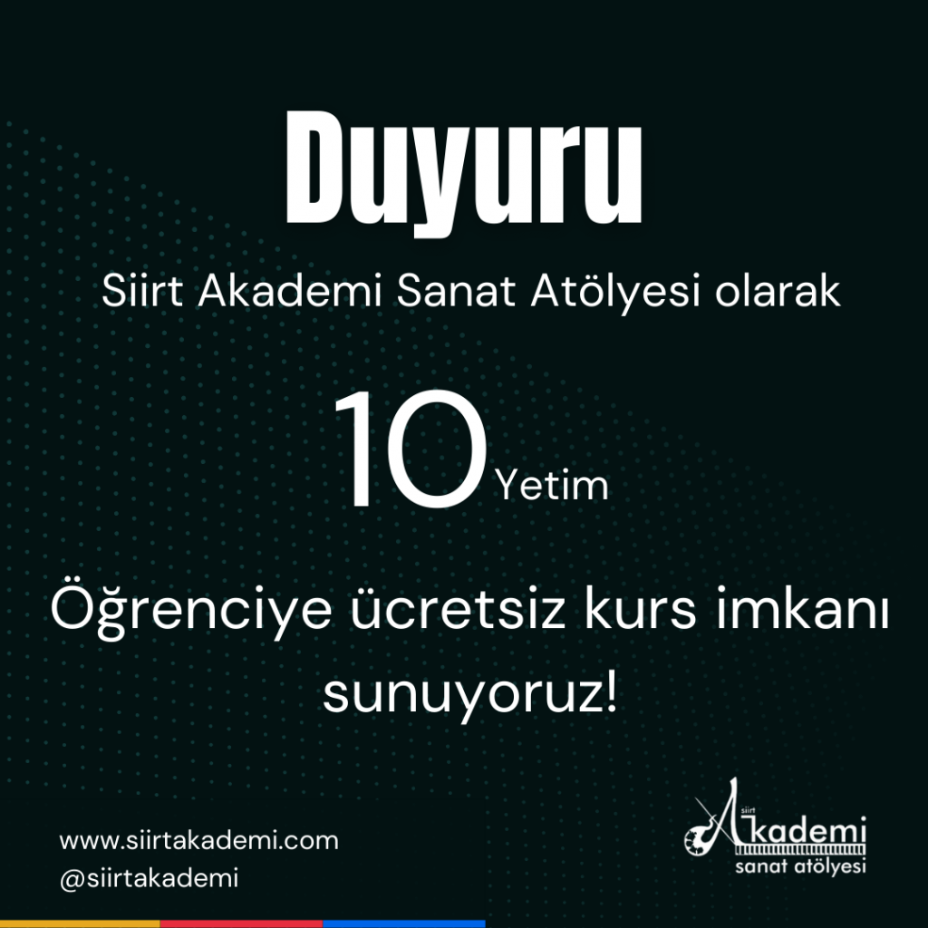 10 Yetim Öğrenciye Ücretsiz Kurs İmkanı Sunuyoruz
